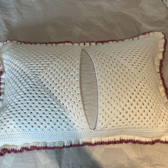 Crocheted Pillow Shams Handcrafted 32 1/2" x 22" Beautiful! King Size - Picture 6 of 9